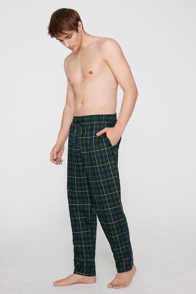 Green Check Print Cotton Canvas Pants, 5701_243Z, large image number 0