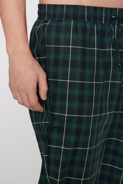 Green Check Print Cotton Canvas Pants, 5701_243Z, large image number 3