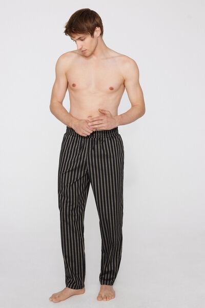 Black Printed Cotton Canvas Pants, 5701_252Z, large image number 0