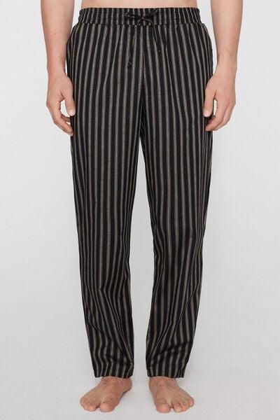 Black Printed Cotton Canvas Pants, 5701_252Z, large image number 1