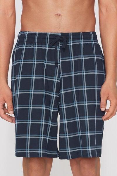 Navy Printed 100% Cotton Shorts, 5701_546Z, large image number 1