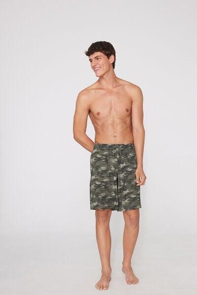 Green Printed 100% Cotton Shorts, 5701_558Z, large image number 0