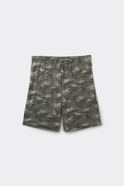 Green Printed 100% Cotton Shorts, 5701_558Z, large image number 4