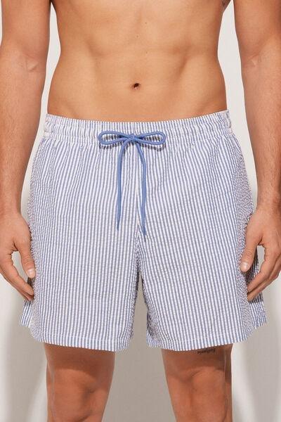 Blue Crinkled Swim Shorts, , medium