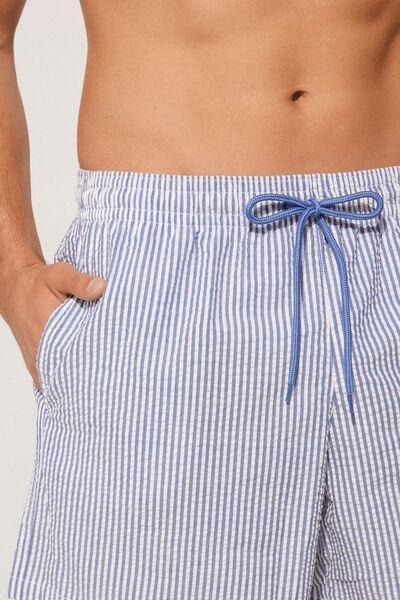 Blue Crinkled Swim Shorts, , large image number 3