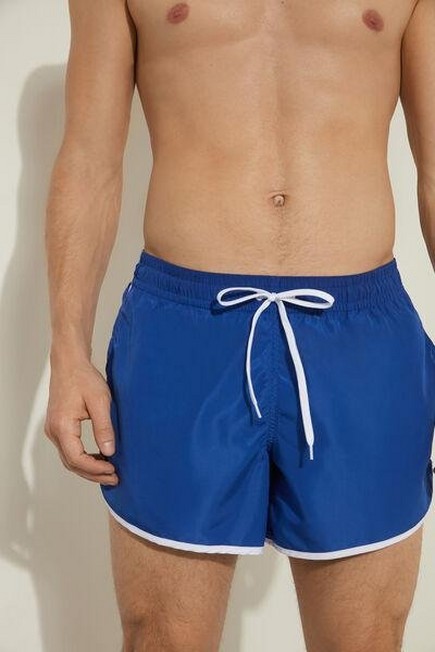 Tezenis - Blue Trimmed Recycled Short Fabric Swim Trunks