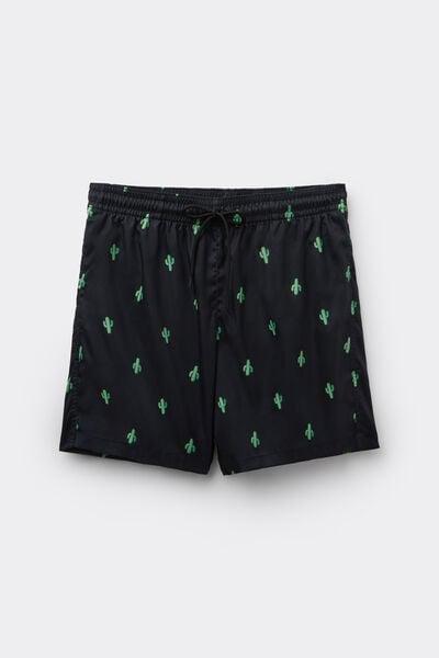 Black Cactus Print Swimming Shorts, 5701_369Z, large image number 2