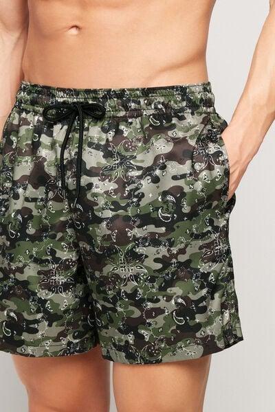 Brown Printed Viscose Swimming Shorts, 5701_373Z, medium