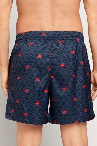 Navy Printed Viscose Swimming Shorts, 5701_374Z, medium