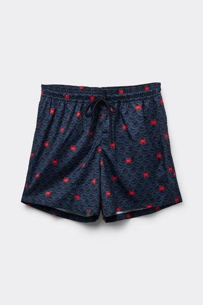 Navy Printed Viscose Swimming Shorts, 5701_374Z, large image number 4