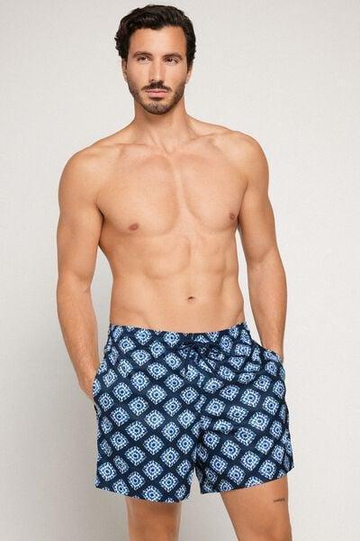 Blue / Navy Printed Swimming Shorts, 5701_375Z, large image number 0