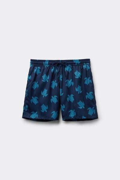 Navy Printed Viscose Swimming Shorts, 5701_466Z, medium