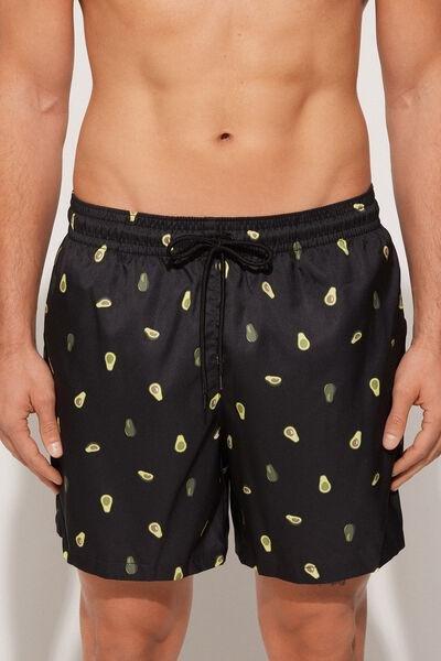 Black Printed Swimming Shorts, , medium