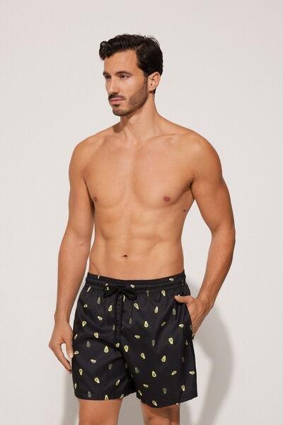 Black Printed Swimming Shorts, , large image number 1