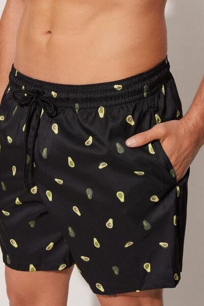 Black Printed Swimming Shorts, , large image number 3