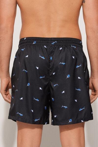 Black Printed Swimming Shorts, , large image number 2