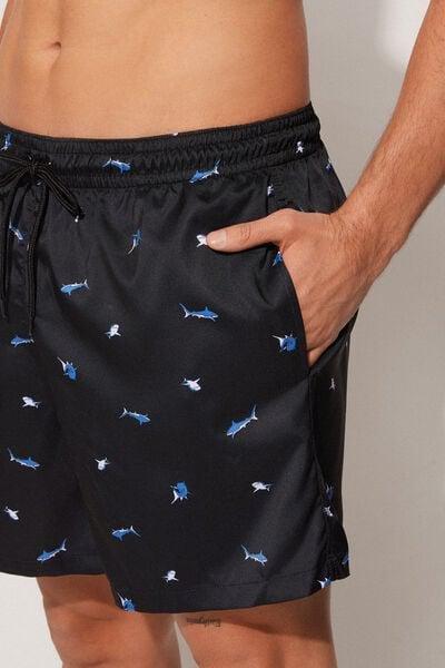 Black Printed Swimming Shorts, 5701_499Y, large image number 2
