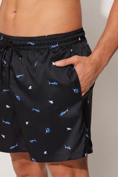 Black Printed Swimming Shorts, , large image number 3