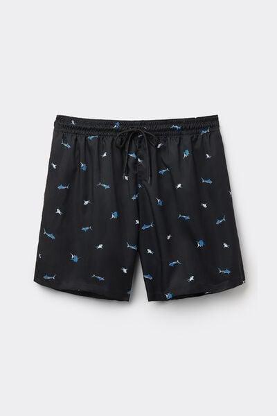 Black Printed Swimming Shorts, 5701_499Y, large image number 3