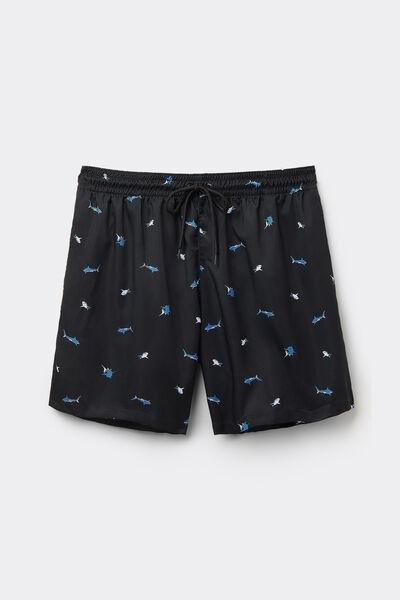 Black Printed Swimming Shorts, , large image number 4