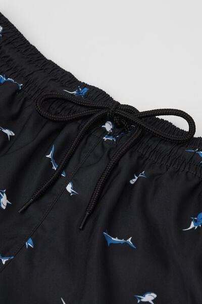 Black Printed Swimming Shorts, 5701_499Y, large image number 4