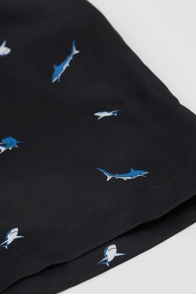 Black Printed Swimming Shorts, 5701_499Y, large image number 5