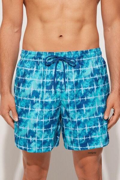 Blue Printed Swimming Shorts, , medium