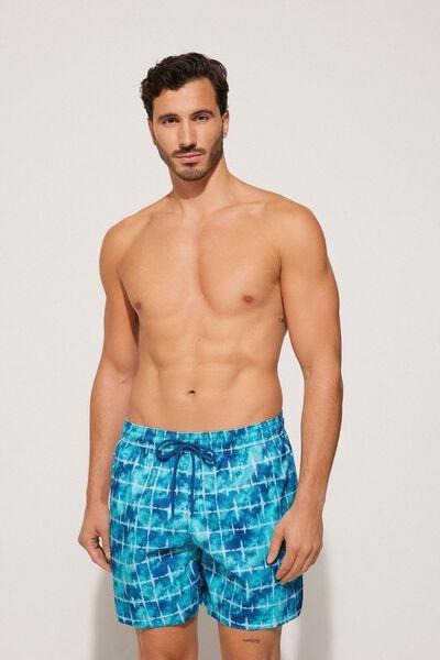 Blue Printed Swimming Shorts, , large image number 1
