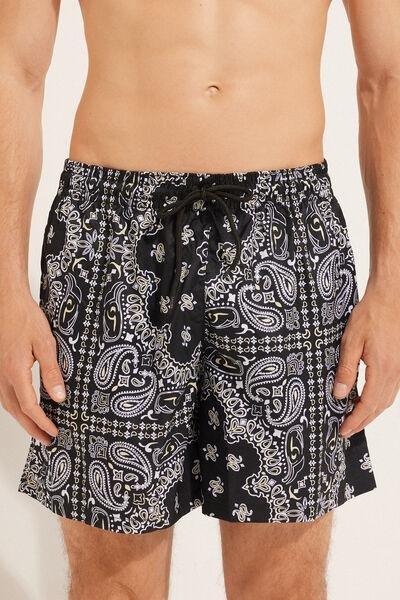 Black Printed Swimming Shorts, , medium