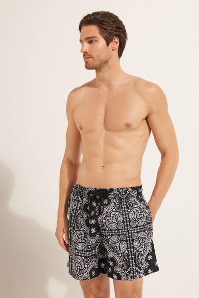 Black Printed Swimming Shorts, , large image number 1