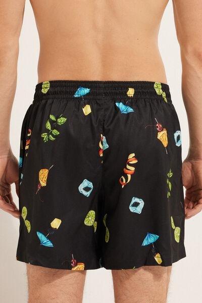 Black Printed Swimming Shorts, , large image number 2