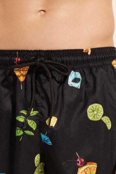 Black Printed Swimming Shorts, , large image number 3