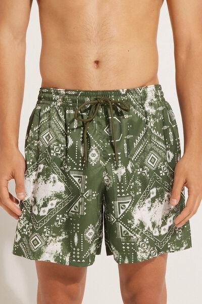 Green Printed Swimming Shorts, , medium
