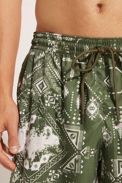 Green Printed Swimming Shorts, 5701_732W, large image number 3