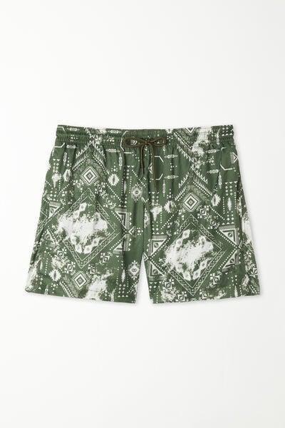 Green Printed Swimming Shorts, 5701_732W, large image number 4