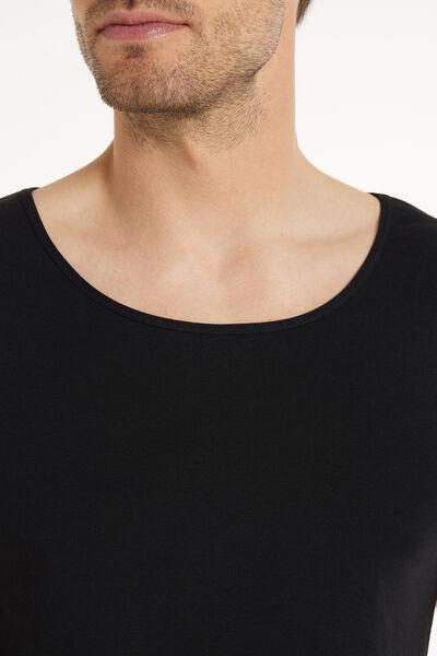 BLACK Stretch Cotton Vest with Wide Shoulder Straps, , large image number 3