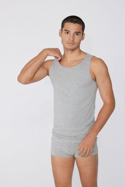Grey Stretch Round Neck Vest, Light Grey Blend, large image number 5