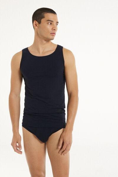 BLU SCURO Stretch Cotton Vest with Wide Shoulder Straps, , large image number 1