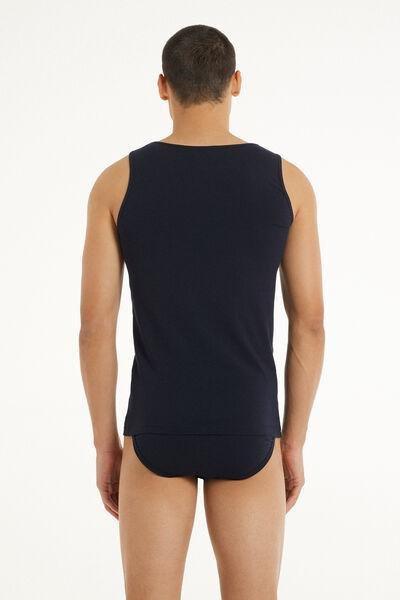 BLU SCURO Stretch Cotton Vest with Wide Shoulder Straps, , large image number 2