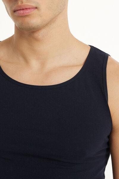 BLU SCURO Stretch Cotton Vest with Wide Shoulder Straps, , large image number 3