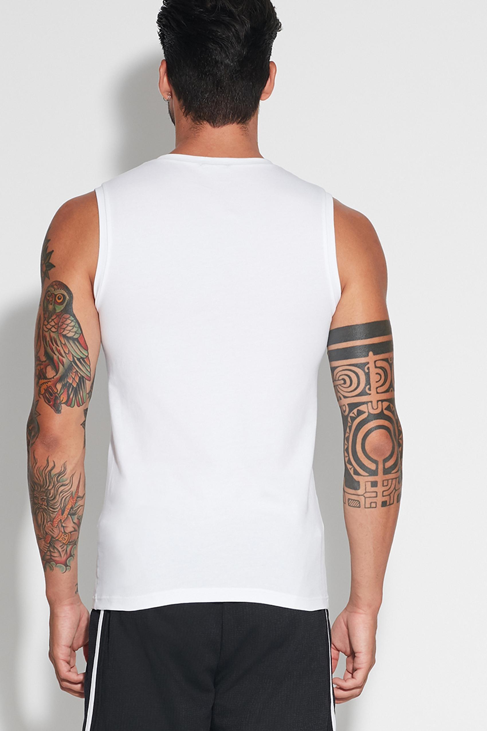 White V-Neck Stretch-Cotton Vest Top, , large image number 3