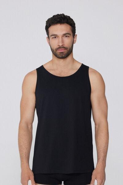 Black Round Necked Camisole, , large image number 0