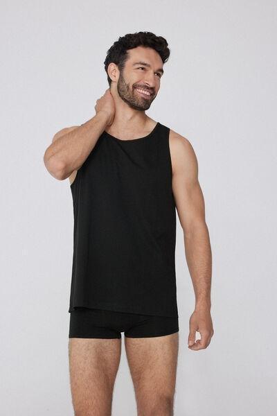 Black Round Necked Camisole, , large image number 1