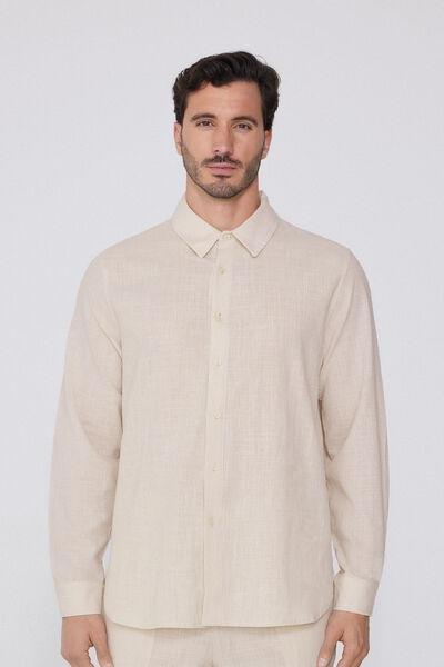 Cream Long Sleeve Shirt, , medium