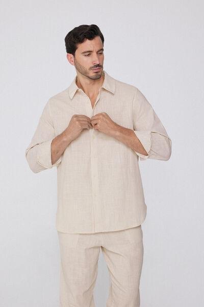 Cream Long Sleeve Shirt, , large image number 1