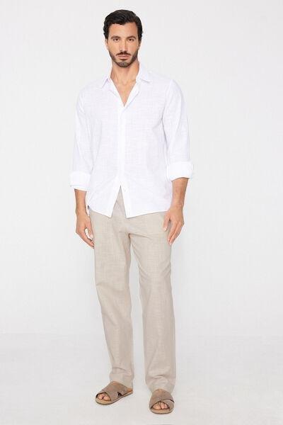 White Long Sleeve 100% Cotton Shirt, White, large image number 0