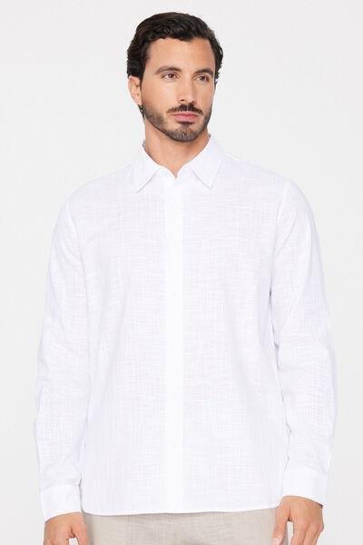 White Long Sleeve 100% Cotton Shirt, White, large image number 1