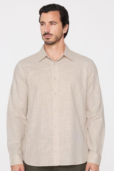 Beige Long Sleeve 100% Cotton Shirt, 5701_350Z, large image number 1