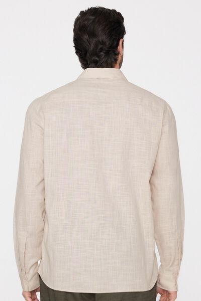 Beige Long Sleeve 100% Cotton Shirt, 5701_350Z, large image number 2