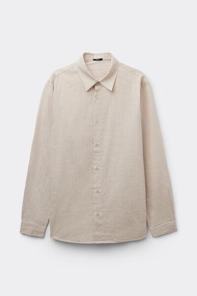 Beige Long Sleeve 100% Cotton Shirt, 5701_350Z, large image number 4
